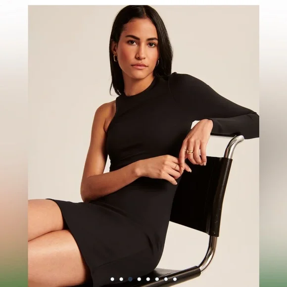 ABERCROMBIE Asymmetrical One-Shoulder Ponte Mini Dress NWT - Picture 4 of 9
